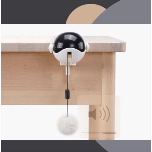 Fun Electric Lifting Cat Interactive Toy Interactive Automatic Teaser Cat Plush Pompom Toy Electric Rotating Puzzle Pet Toy