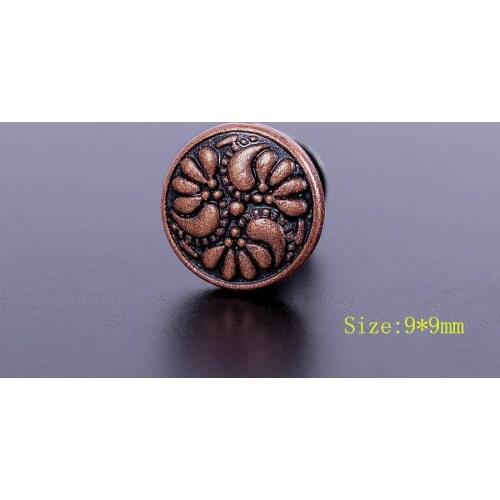 50PC 9MM Antique Copper Floral Engraved Conchos Handcraft Stud Rivet Tacks Decor