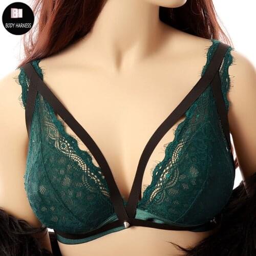 Women Black elastic Body Harness Bra Fetish Chest Bondage Sexy Lingerie Gothic Cage Bra