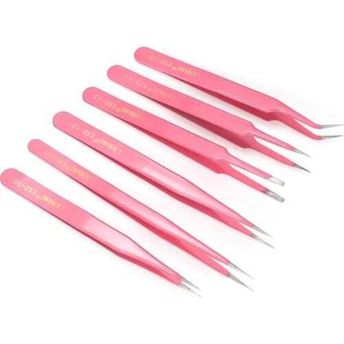 1pcs Anti-Static Excellent Quality Tweezers Bend Long Nose Cross Tweezers For Intersperse Beads Jewelry Tools Sewing Accessories