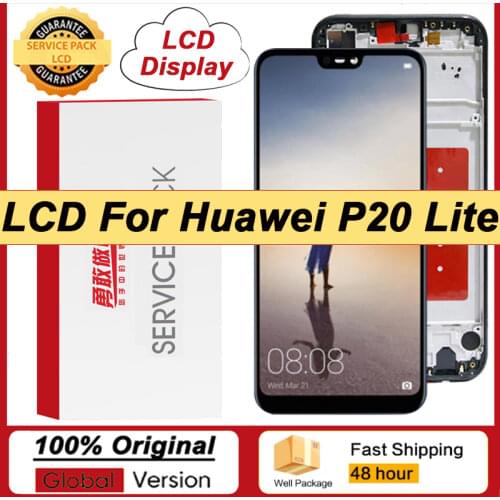 100% Original 5.84'' Display + Frame for Huawei P20 Lite Nova 3e LCD Touch Screen ANE-LX1 ANE-LX3 with Service Pack Repair Parts