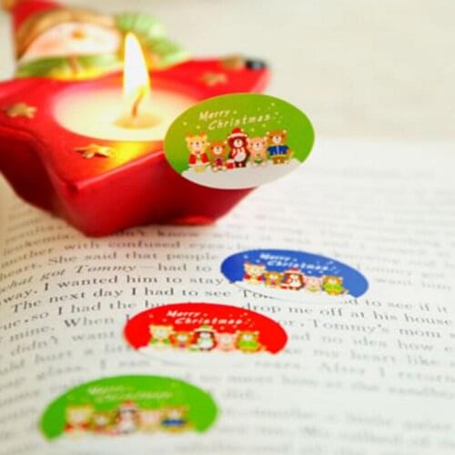 120Pcs/lot 3 Color Bear Ellipse DIY Handmade Gifts box Bags Paper Self sticker Stationery stamps Label