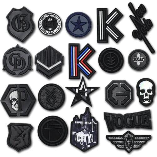 3D Leather Skull Black Sewing Embroidery Patches for Clothing Biker Decorative Clothes Patch Applique Sew on Applications JODc