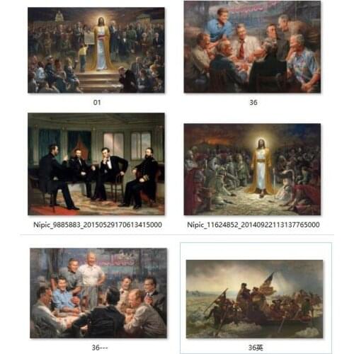 6pcs -HOME TOP COOL decorative GOOD quality American president painting print art George Washington Democratic Republican Party