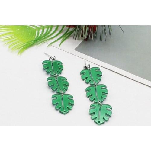 Acrylic green leaf-shaped small fresh gasket diy handmade earrings pendant gift female
