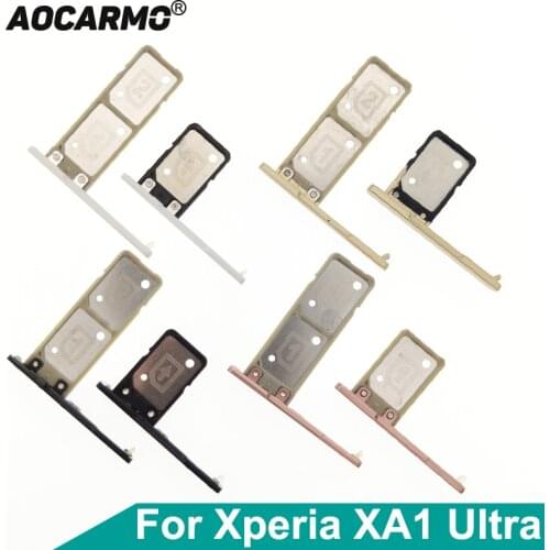Aocarmo For Sony Xperia XA1 Ultra XA1U G3221 G3212 G3223 G3226 Single Dual SIM Card Holder Reader Sim Tray Slot With Cover