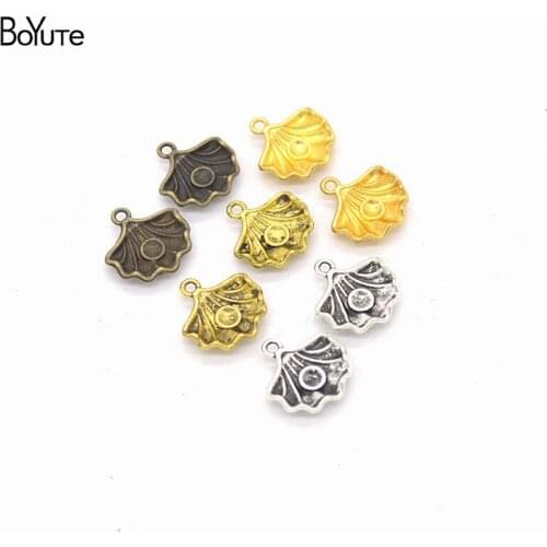BoYuTe Wholesale (140 Pieces/Lot) Metal Alloy 15*15MM with 1.5MM Hole Shell Charms for Jewelry Making Diy Hand Made Accessories