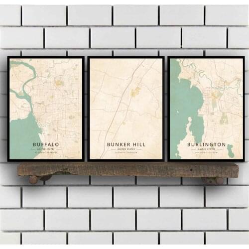 Buffalo Bunker Hill Burlington Casper Charleston Charlotte Cincinnati Cleveland Colorado Springs United States Poster