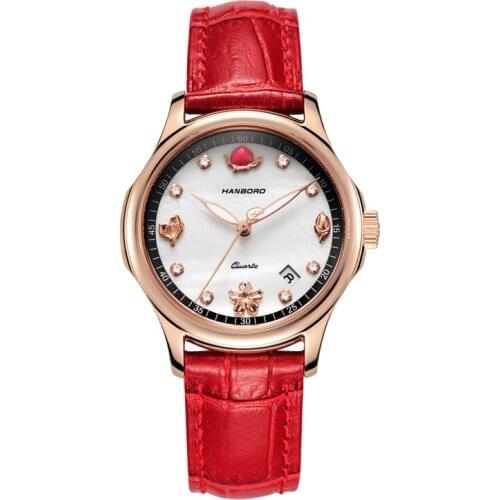 Hengbaoluo Hanboro Watch Womens Simple Temperament Womens Watch Brand Genuine Waterproof Quartz Womens Watch