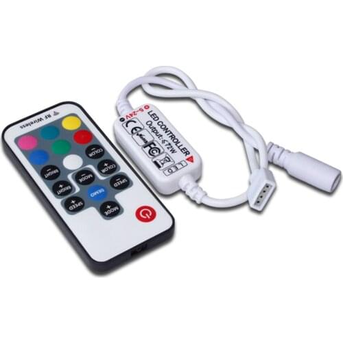 DC5-24V 4IN Connector MINI 10Keys 17keys RGB RF Controller For Constant Voltage RGB Lights 2835 5050 led strip light