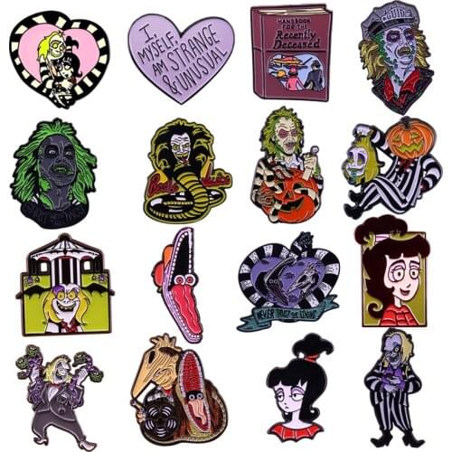 DZ825 Horror Movie Enamel Pin Halloween Brooches Bag Lapel Pin Cartoon Holiday Badge Jewelry Gift for Kids Friends