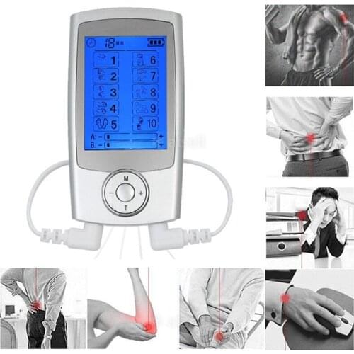 10 Modes Muscle Therapy Stimulation Ten Unit Electric Massage Pain Relief Adjustable Lightweight LCD Display Silver Grey Compact