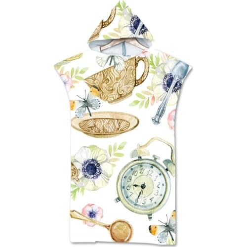 Microfiber Leaves Printed Adult Change Robes Poncho Hood Quick-drying Hooded Beach Poncho Towel Absorbent Swim Bath Towels