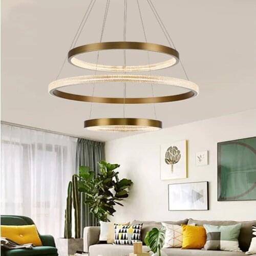 Post-modern art ring dining room crystal chandelier creative minimalist restaurant nordic circle led chandelier