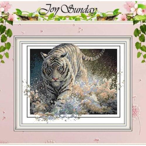 Tiger painting counted 11CT 14CT Animal Cross Stitch Set DIY wholesale Chinese Cross-stitch Kit Embroidery Needlework Home Decor