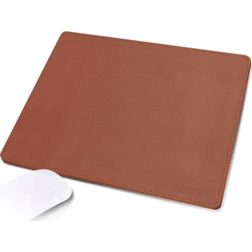 Synthetic Leather Non-slip Mouse Pad Super Soft -26x21cm- Laptop Desk Mousepad Waterproof Mouse Mat For Office Home Gaming Brown