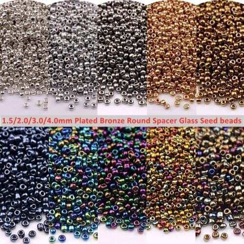 10g Metal Color Glass Seed Beads Multi Size 1.5/2/3/4mm Golden Plated Spacer Czech Glass Beads For Jewelry Making DIY Accessory