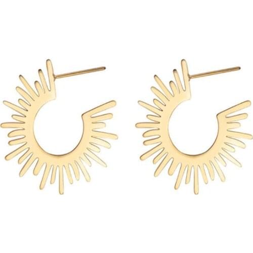 Fashion Temperament Flower Stainless Steel Earrings Simple Metal Gold And Silver Color Earrings Womens Jewelry
