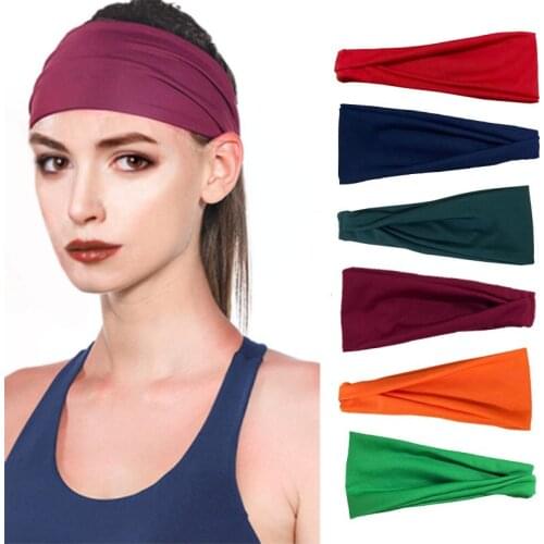 Mens Sports Sweatband Summer Yoga Cycling Fitness Headband Quick-dry Absorb Sweat Solid Women Headwear Non-slip Hair Band