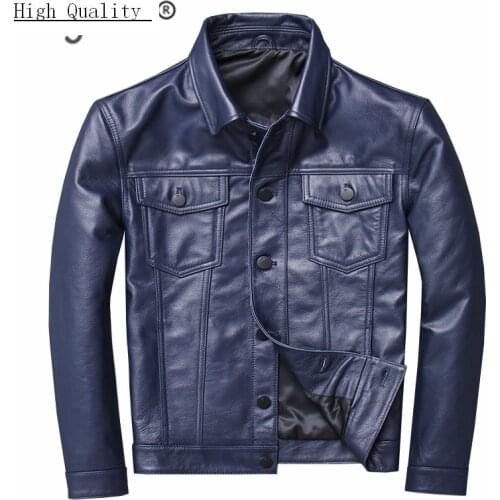 Real Leather Jacket Men Clothes 2020 Streetwear Fashion Mens Short Cow Leather Coat Slim Fit Genuine Leather Coats 1213