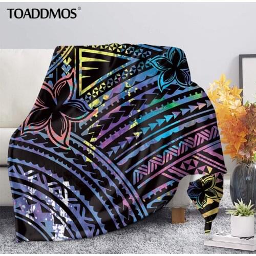 TOADDMOS Polynesian Plumeria Design Colorful Fleece Blanket Sofa Nap Warm Blanket for Kids Adults Comfort Soft Bed Thin Quilt