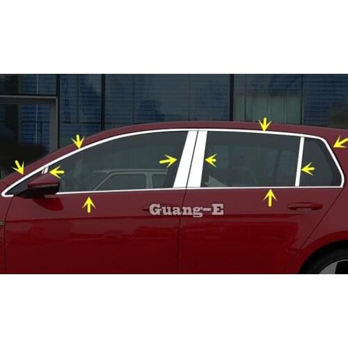 For VW Volkswagen Golf7 Golf 7 2014 2015 2016 2017 Car Stainless Steel Glass Window Garnish Pillar Middle Column Strip Trim