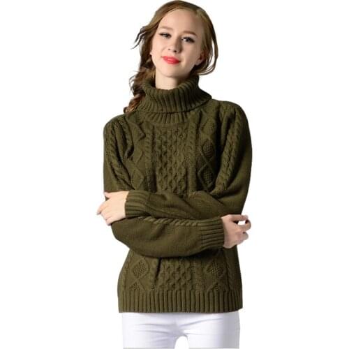 Plus Size Womens Pullovers And Sweaters Fashion High Neck Long Sleeve Thick Sweater Female Elegant Temperament Knitted Tops