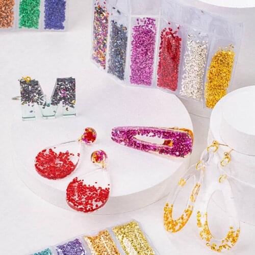 Multi Color Mixing Broken Glass Stones Resin Mold Fillings Shiny Sequins Glitters Filling Materials Resin Jewelry Making