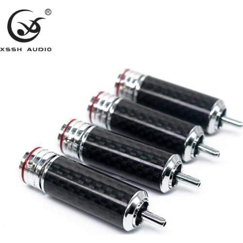 RCA YIVO XSSH audio RCA DIY HIFI Black Carbon Fiber Rh Brass RCA 10mm Coaxial Digital Audio Signal Cable Plug Jack Connector