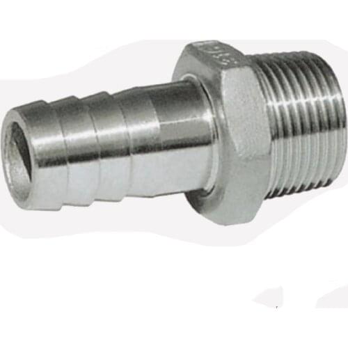 BSPT 1/2" DN15 12mm Barb Hose Tail Male Thread Pipe Connector Stainless Steel SS304 Hosetail Fitting for Water Gas Oil
