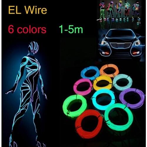 12V USB 1M 3M 5M Car EL Wire led strip Atmosphere light for DIY Flexible AUTO interior Lamp Party Decoration Lights Neon Strips