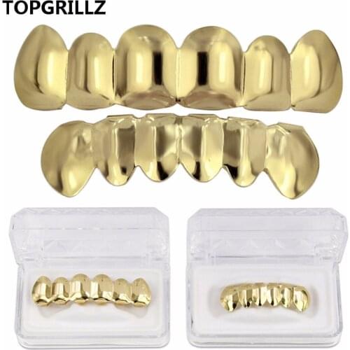 TOPGRILLZ Gold Silver Plated HIP HOP Teeth Grillz Top& Bootom Groll Set With silicone Vampire teeth Best Gift ForChristmas