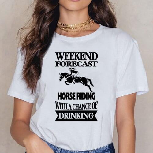 Tops T Shirt Women Horseman Horse Riding With A Chance Of Drinking Hip Hop Vintage Custom Female Shirt