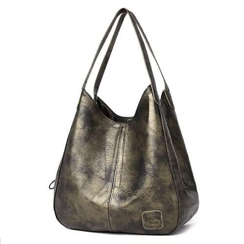 Ladies Totes Vintage Womens Pu Leather Handbags High Quality Female Hobos Single Shoulder Bags Solid Multi-Pocket