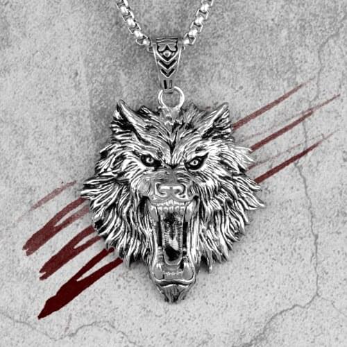 Domineering White Wolf Animal Stainless Steel Men Necklaces Pendants Chain for Boyfriend Male Jewelry Creativity Gift Wholesale
