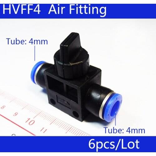 High quality 6PCS HVFF4 Pneumatic Flow Control Valve;Hose to Hose Connector;4mm Tube* 4mm Tube All size available