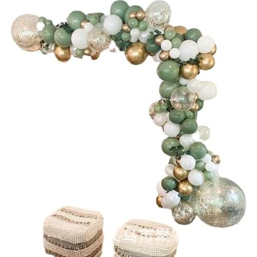 152Pcs Avocado Green Retro Color Series Balloon Set Bean Paste Green Birthday Party Decoration Balloon Chain Set