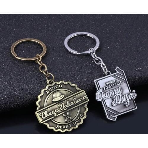 2021 Anime Bungo Stray Dogs Keychain Nakajima Atsushi Ryunosuke Akutagawa Key Chain Metal Pendant Accessories Key Ring Gift