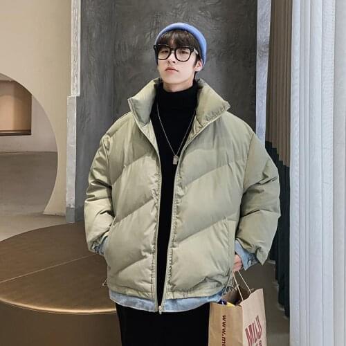 2021 Mens coat cotton clothing autumn and winter new trend collar short bread clothing winter dress handsome cotton tweezer