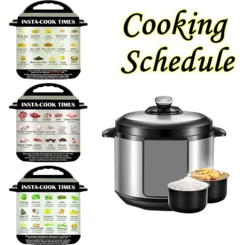 3Pcs Stickers Cooking Schedule Magnetic Cheat Sheet Food Cooking For Instant Pot Cook Vegetables, Meat, Cereals Schedule Times