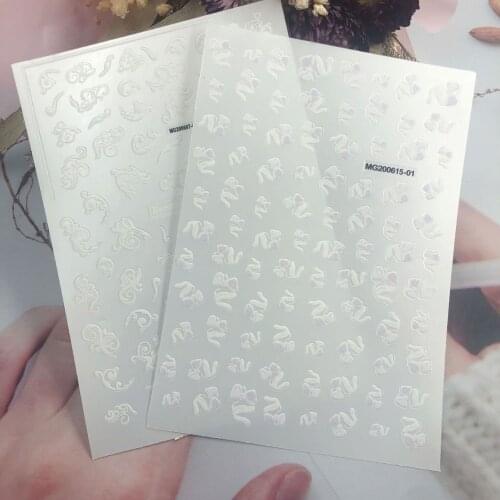 3d DIY Japanese Style Traceless Paper Sticker for Nail Decoration Dry Nail Declas White Lace & Butterflies Manicure Beauty Care