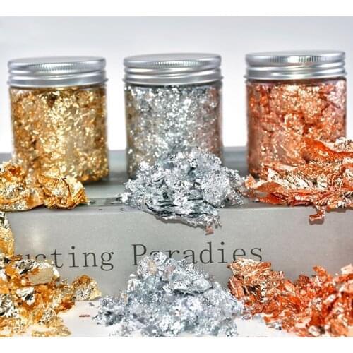 3g Imitation Gold Sliver Copper Foil Sequins Glitters Leaf Flake Sheets Bulk Foil Paper For Jewelry Making Epoxy Mold Crafts