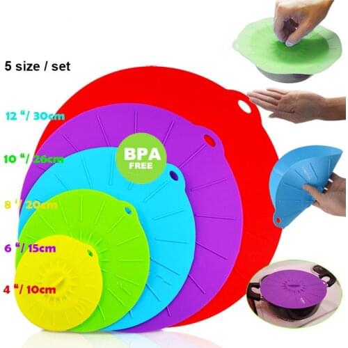 5pcs/lot Silicone Microwave Bowl Cover Cooking Pot Pan Lid Cover-Silicone Food Wrap Cooking Tools Kitchen Utensil QA 095