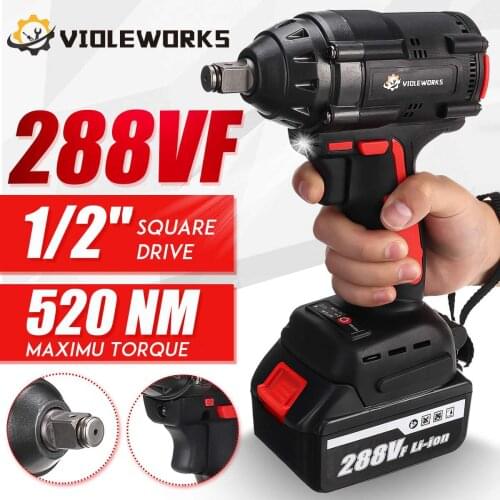520 N.M Brushless Cordless Electric Impact Wrench 288VF 1/2inch Power Tool With 19800mAh Li-ion Battery For Makita Battery 18V
