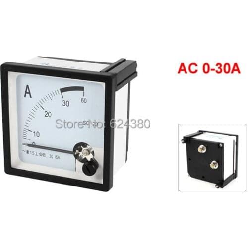 AC 0-30A 1A 2A 3A 5A 10A 15A 20A 30A 50A Analog Ammeter Panel AMP Current Meter Gauge SQ72 Pointer AC ammeter