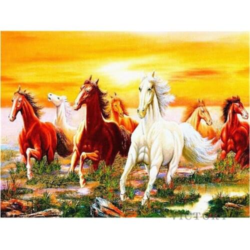 Diamond Painting Running Horse Full Square Drill Home Decoration Diamond Embroidery Animal Cross Stitch Kits Handmade Craft