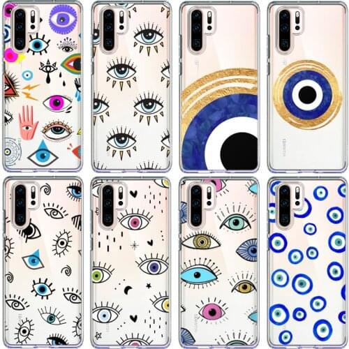 Funny Evil Eye Illustrations clear Phone Case For Huawei Mate 10 20 30 P10 P20 P30 Lite Plus Clear perfect Cover case