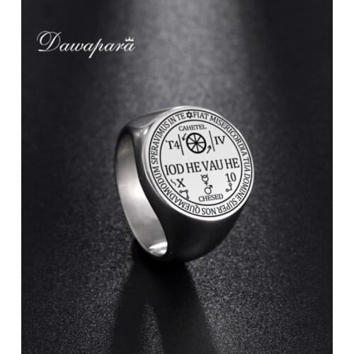 Dawapara Archangel Cahetel Fortune Seal Iod He Vau He Solomon Kabbalah Amulet Men Viking Rings Stainless Steel