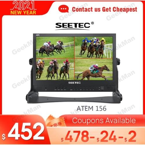 SEETEC ATEM156 15.6 Inch Live Streaming Broadcast Director Monitor with 4 HDMI Input Output Quad Split Display for ATEM Mini