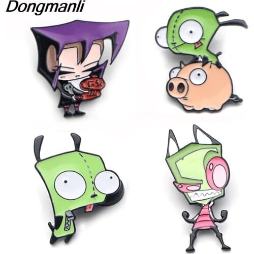DZ317 Alien Anime Figures Metal Enamel Pins Badge Brooch Backpack Bag Collar Lapel Jewelry